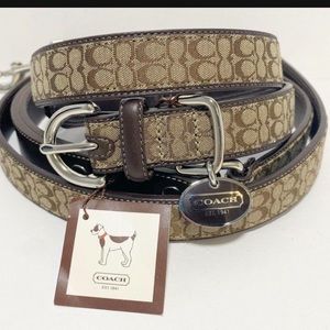 Brand New COACH signature In Mahogany COLLAR & LEASH Rare Set NEW & AUTHENTIC